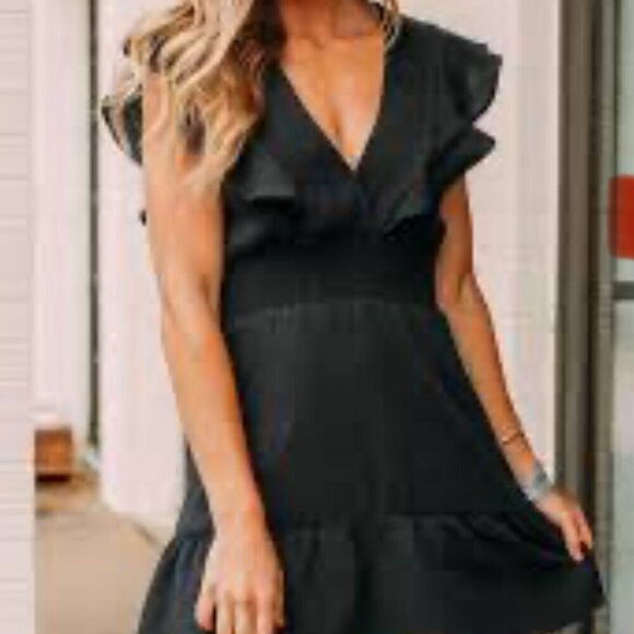 Show Me Your Mumu Adella Mini Dress Ruffle Sleeve V Neck Size XS Tiered Smocked - Picture 3 of 14